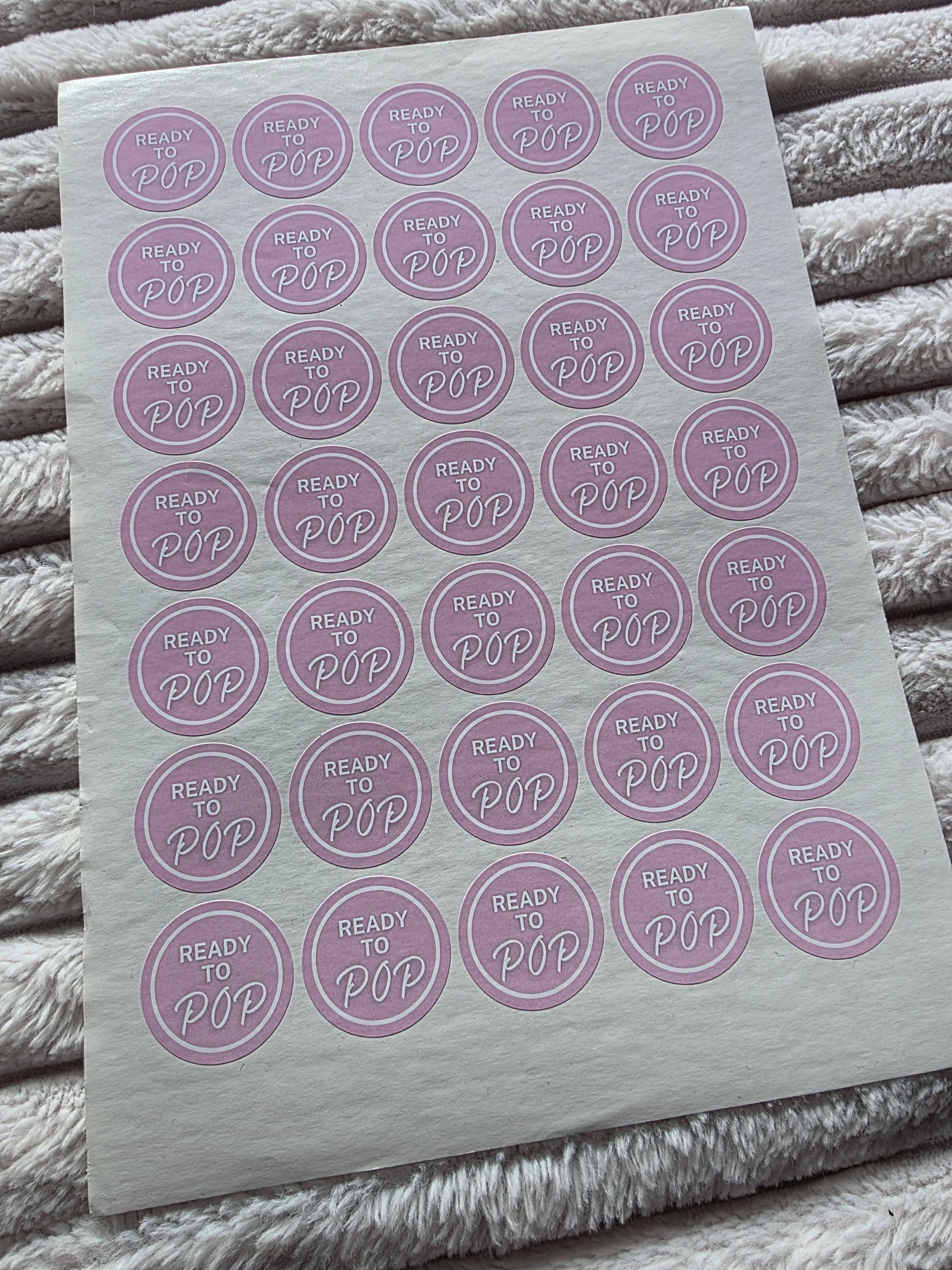 SALE - Pink Ready To Pop Stickers | 35MM OR 25MM | Baby Shower Party Stickers | Popcorn Stickers | Baby Shower Stickers - Dinky Designs