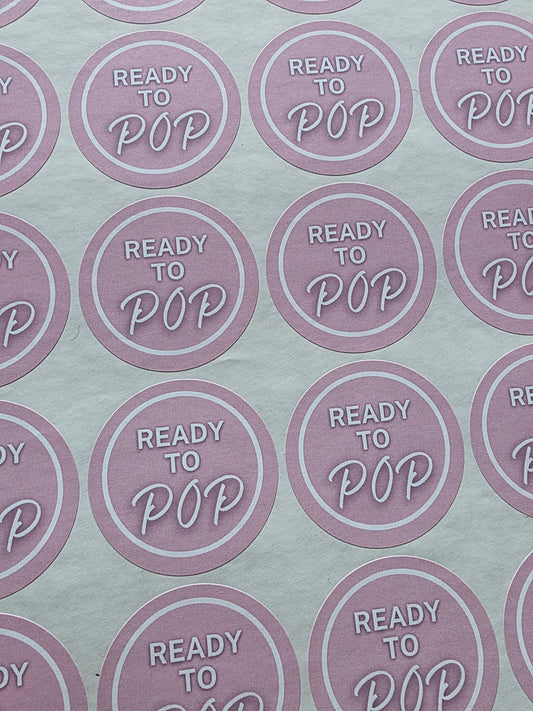 SALE - Pink Ready To Pop Stickers | 45MM OR 25MM | Baby Shower Party Stickers | Popcorn Stickers | Baby Shower Stickers - Dinky Designs