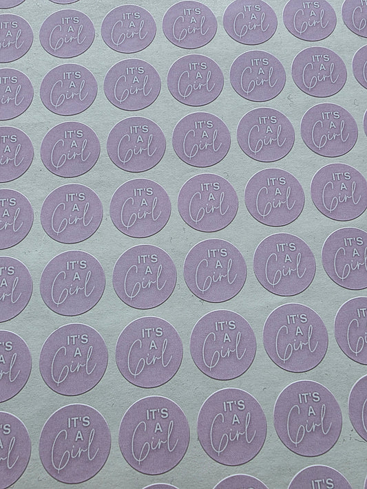 SALE - It's A Girl Stickers | 19MM | Baby Shower Party Stickers | Baby Girl Stickers - Dinky Designs