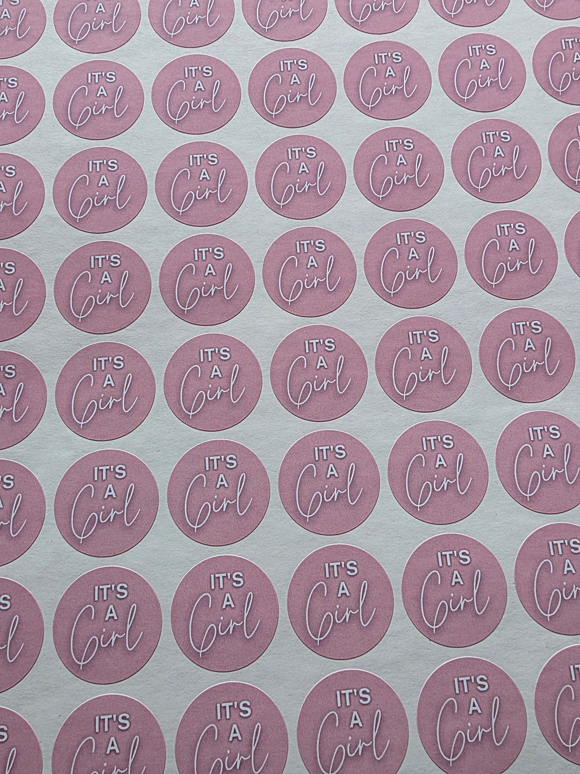 SALE - It's A Girl Stickers | 25MM | Baby Shower Party Stickers | Baby Girl Stickers - Dinky Designs