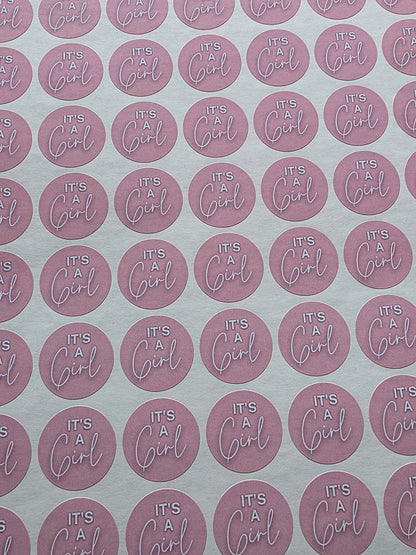 SALE - It's A Girl Stickers | 25MM | Baby Shower Party Stickers | Baby Girl Stickers - Dinky Designs