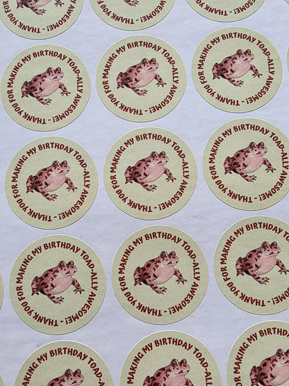 SALE - Toad Reptile Stickers | 30MM | Toad-ally Awesome | Reptile Party Theme - Dinky Designs