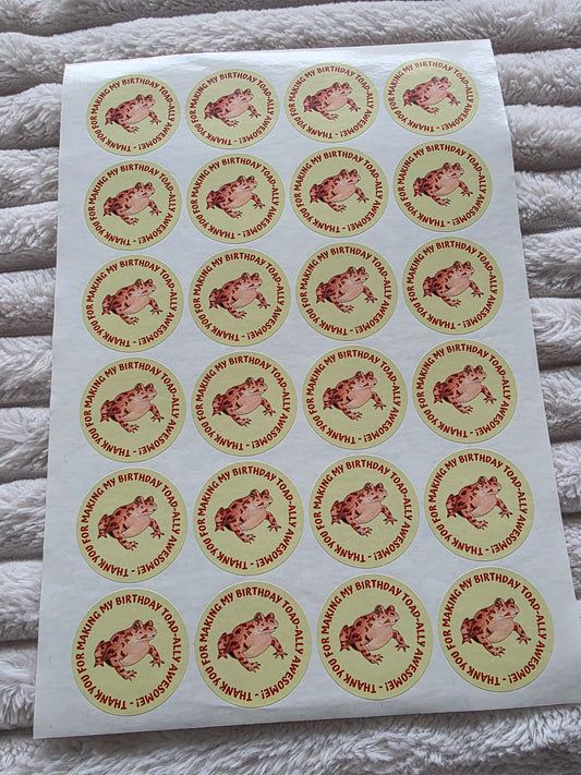 SALE - Toad Reptile Stickers | 45MM | Toad-ally Awesome | Reptile Party Theme - Dinky Designs