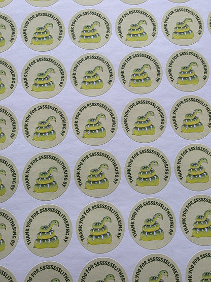 SALE - Snake Reptile Stickers | 30MM | Slithering By | Reptile Party Theme - Dinky Designs