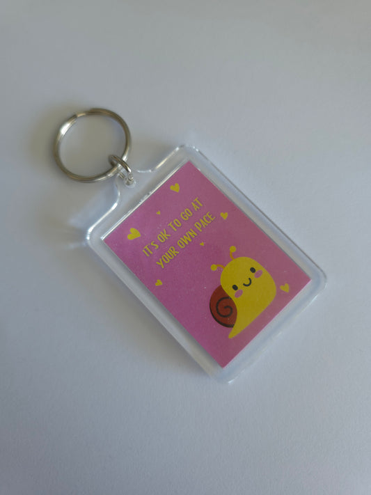 SALE - Keyring Gift | It's OK To Go At Your Own Pace | Positive Quote Keyring | Positive Reminder Gift - Dinky Designs