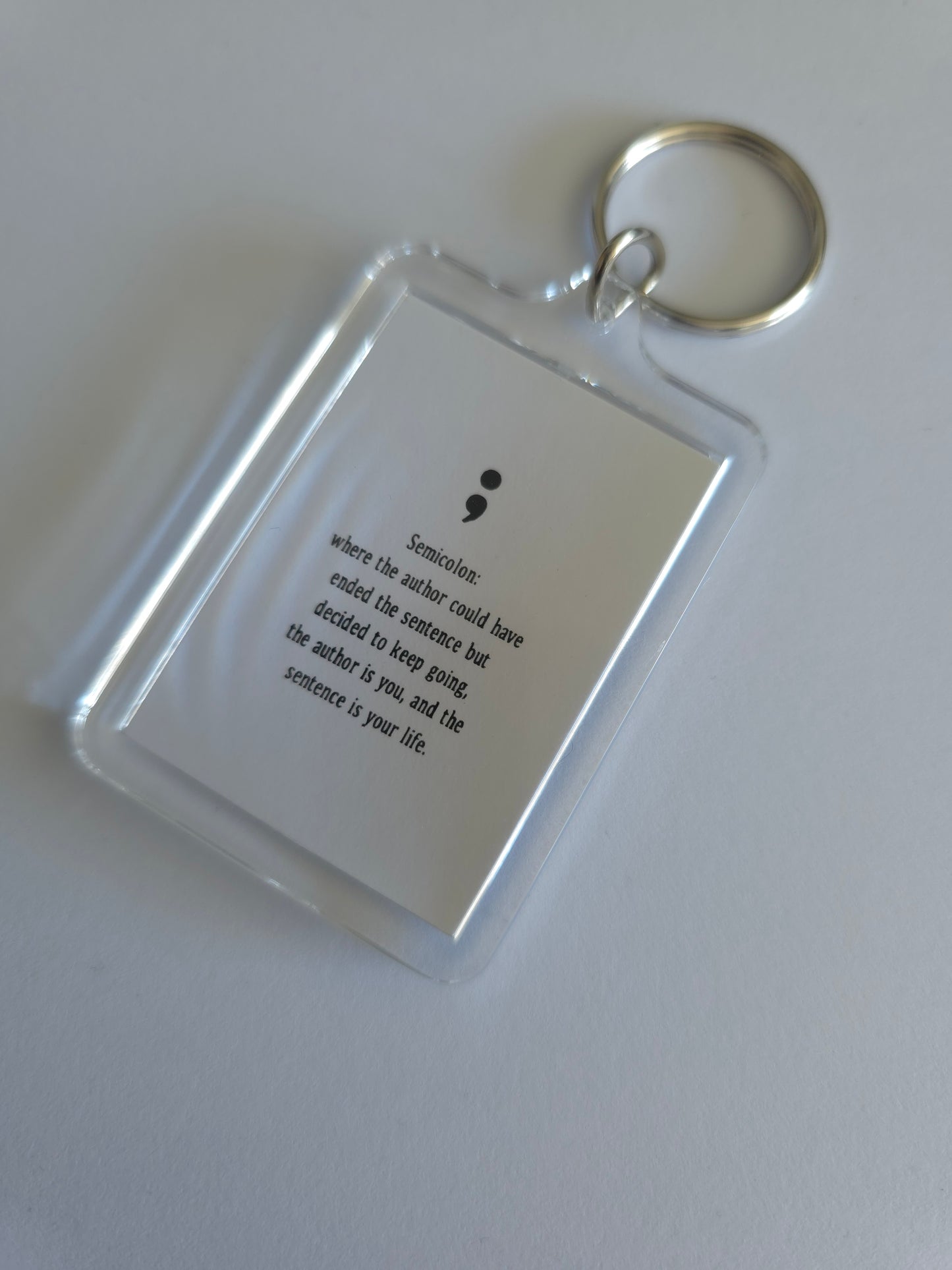 SALE - Keyring Gift | Semi Colon | Positive Quote Keyring | Positive Reminder Gift