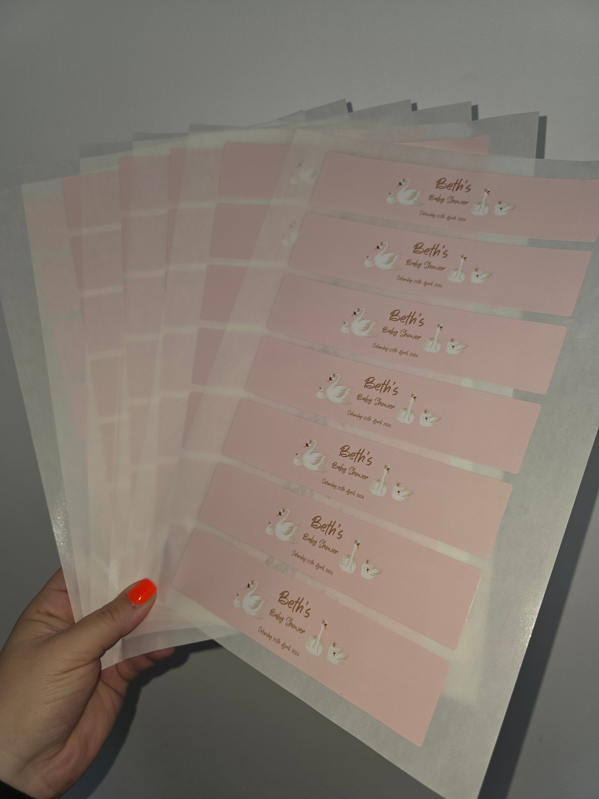 Juice Bottle Labels | Pink or White Swan Labels | Water Bottle Stickers | Swan Baby Shower, Birthday Party Stickers - Dinky Designs
