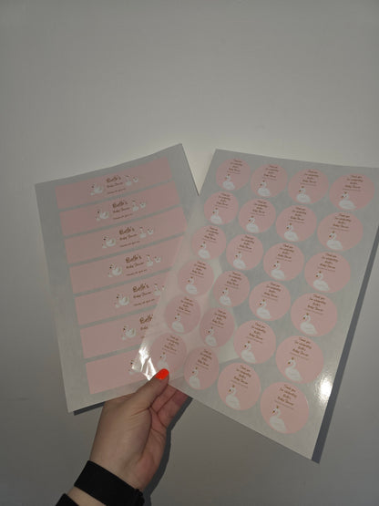 Juice Bottle Labels | Pink or White Swan Labels | Water Bottle Stickers | Swan Baby Shower, Birthday Party Stickers - Dinky Designs