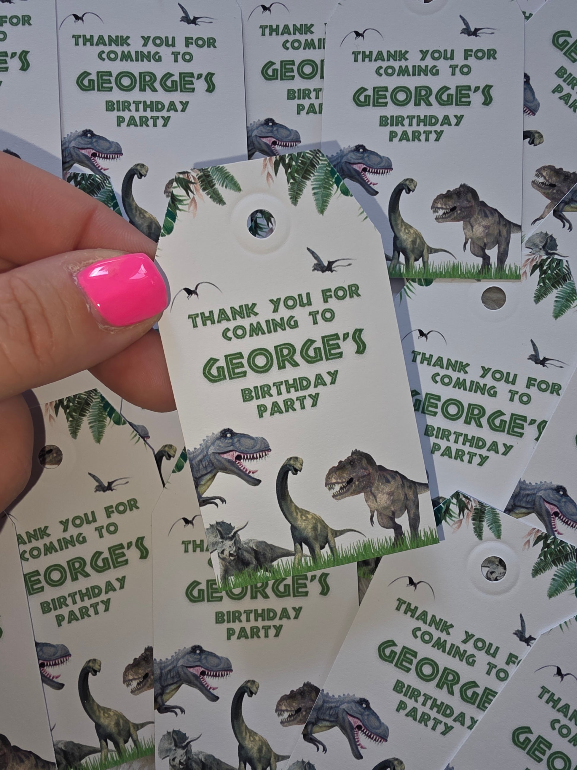 Gift Tags | White Dinosaur Gift Tags | Party Tags | Party Gift Tags | White Dinosaur Party Theme - Dinky Designs