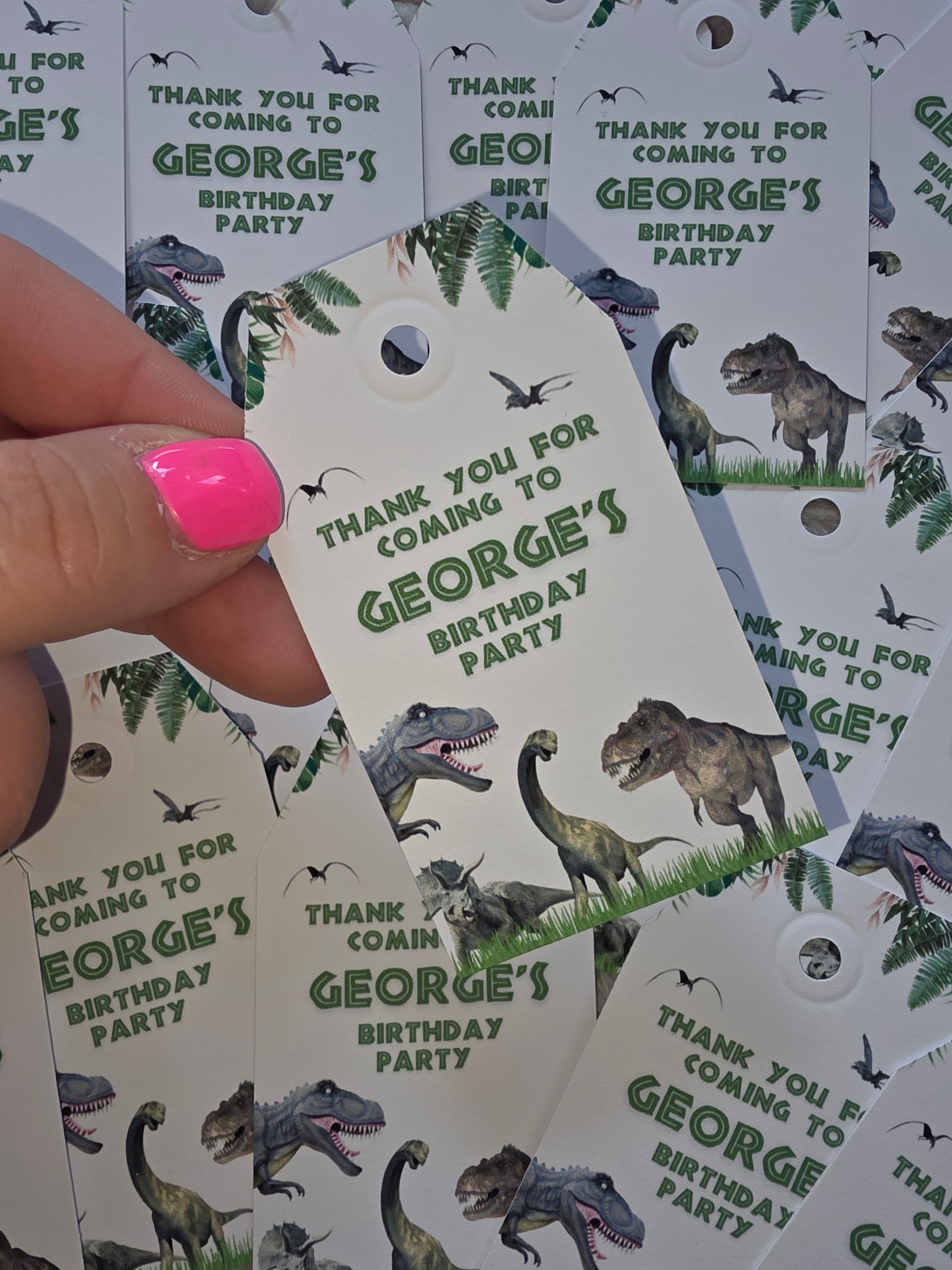 Gift Tags | White Dinosaur Gift Tags | Party Tags | Party Gift Tags | White Dinosaur Party Theme - Dinky Designs