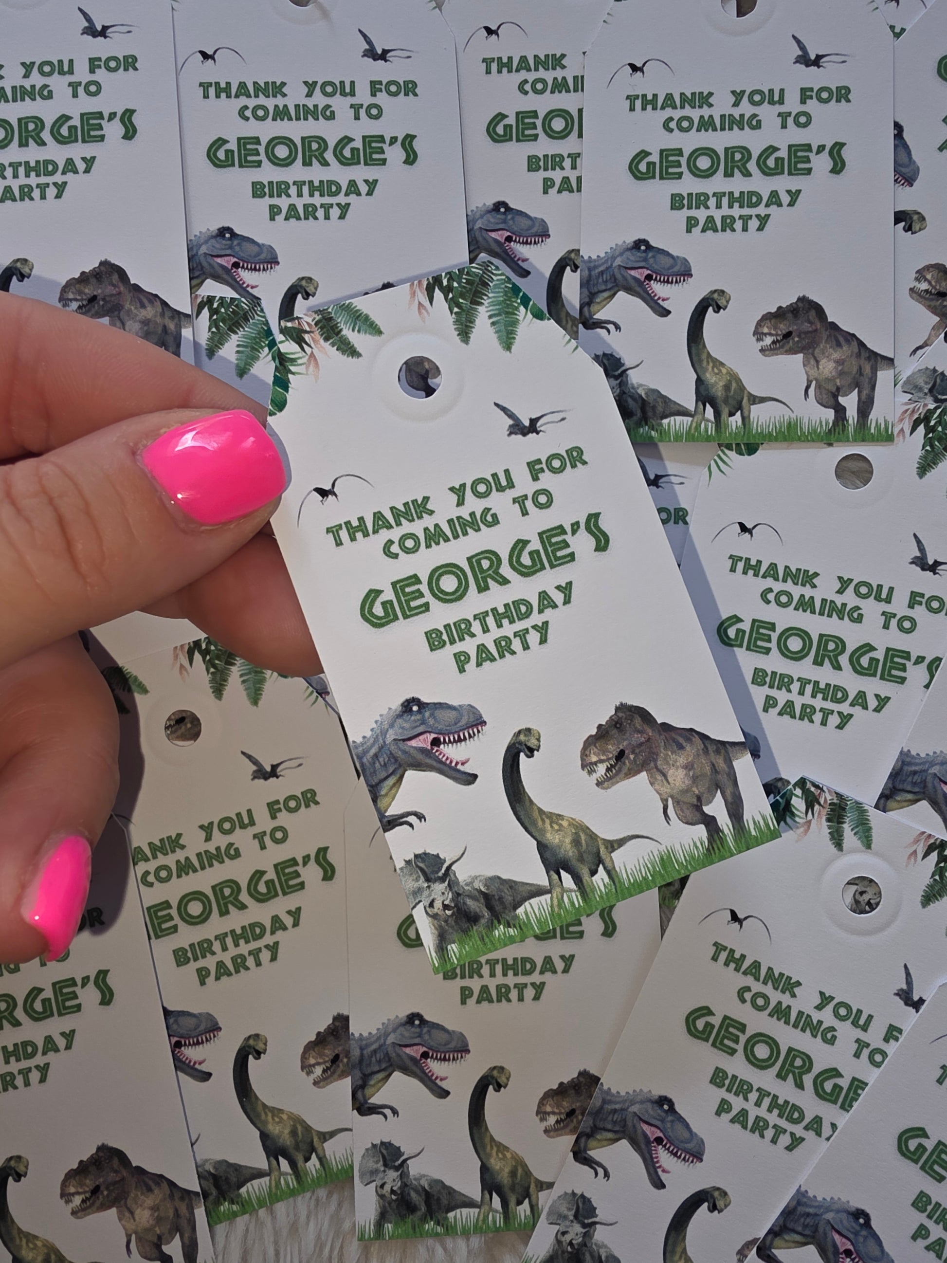 Gift Tags | White Dinosaur Gift Tags | Party Tags | Party Gift Tags | White Dinosaur Party Theme - Dinky Designs
