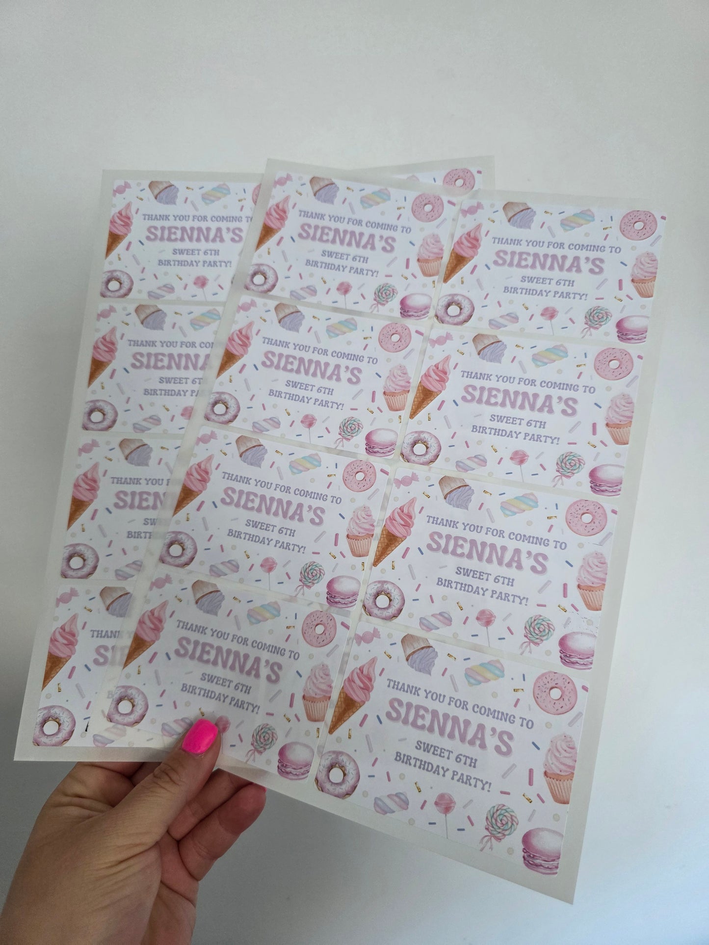 Rectangle Stickers | Sweet Candy Party Stickers | Party Bag Stickers - Dinky Designs