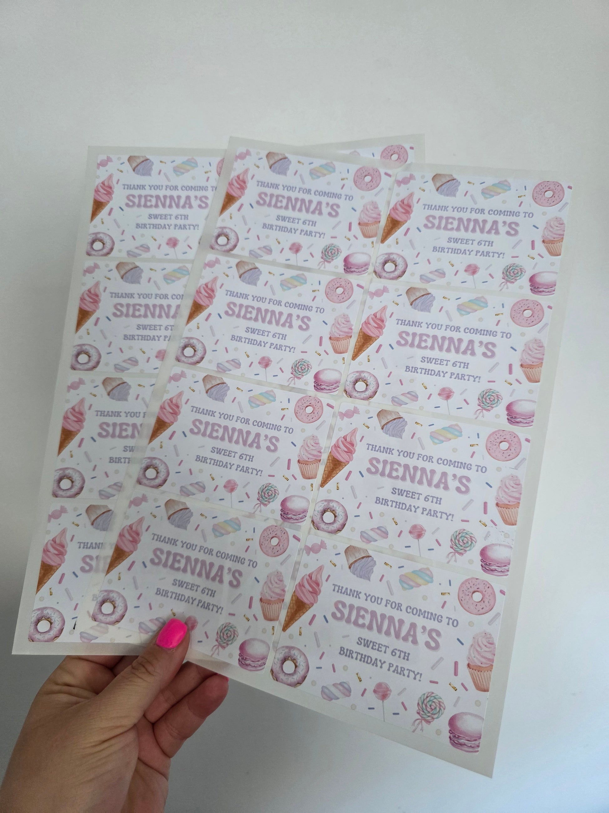 Rectangle Stickers | Sweet Candy Party Stickers | Party Bag Stickers - Dinky Designs