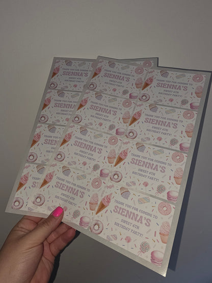 Rectangle Stickers | Sweet Candy Party Stickers | Party Bag Stickers - Dinky Designs