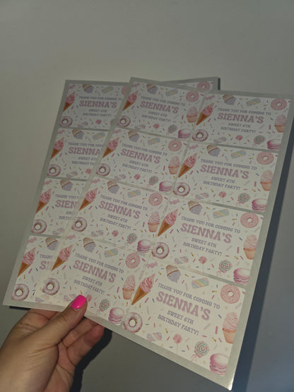 Rectangle Stickers | Sweet Candy Party Stickers | Party Bag Stickers - Dinky Designs