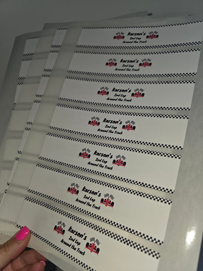 Race Car Water Labels | Water Bottle Labels | Juice Bottle Labels | Race Car Party - Dinky Designs