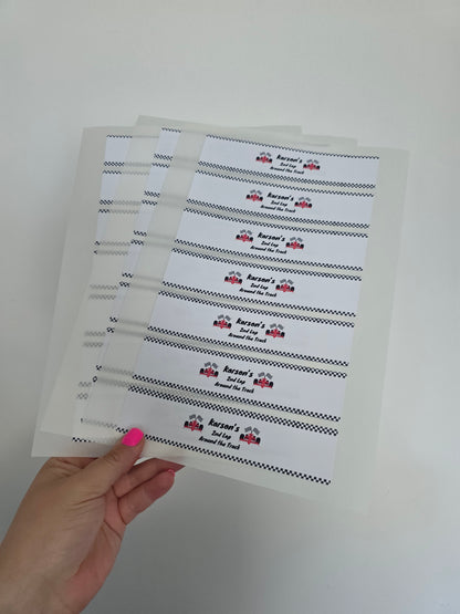Race Car Water Labels | Water Bottle Labels | Juice Bottle Labels | Race Car Party - Dinky Designs
