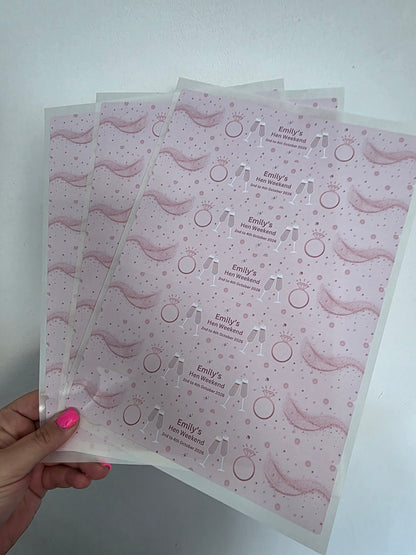 Hen Party Water Bottle Labels | Pink Hen Party Water Labels | Hen Do Stickers - Dinky Designs