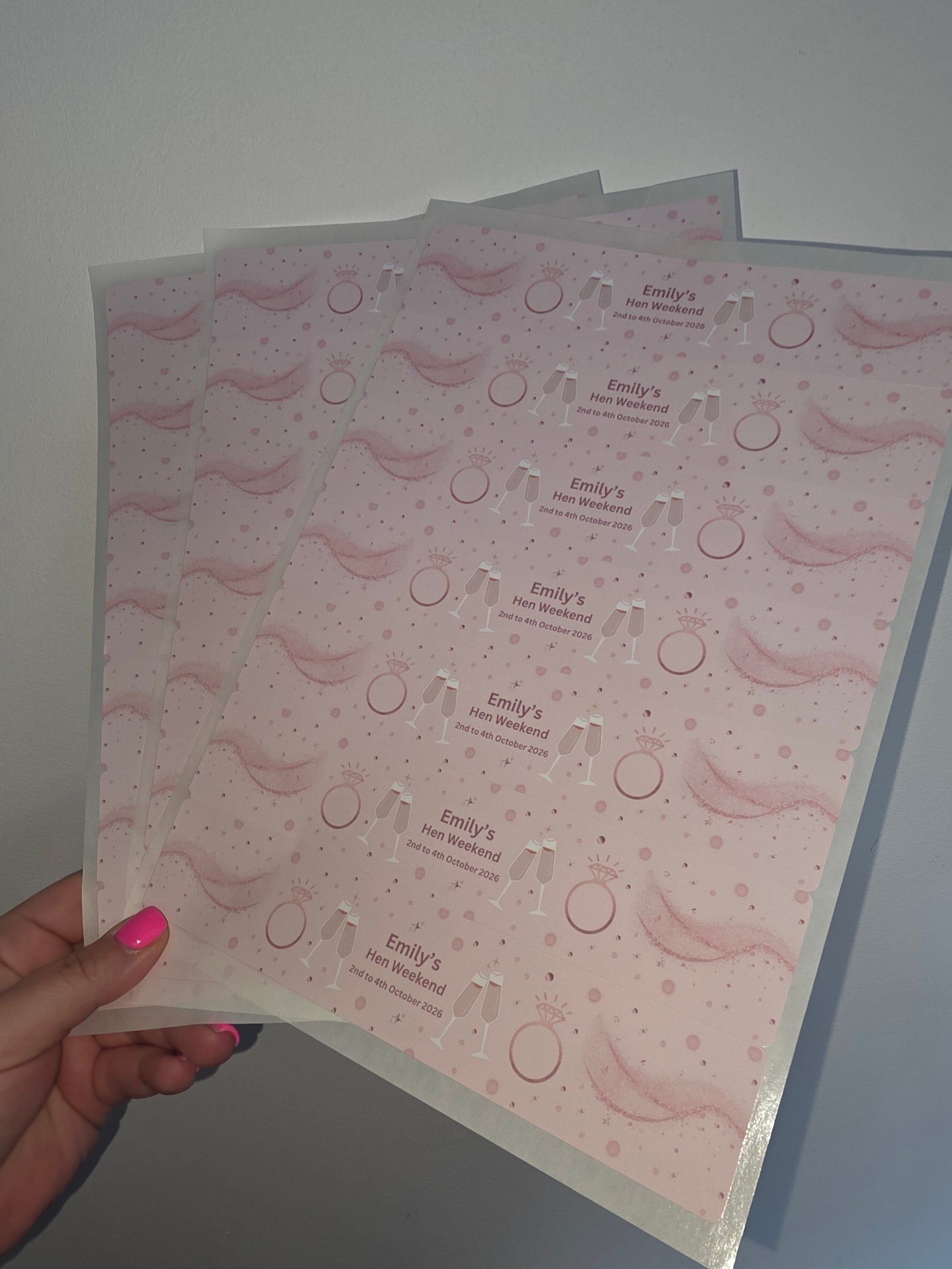 Hen Party Water Bottle Labels | Pink Hen Party Water Labels | Hen Do Stickers - Dinky Designs