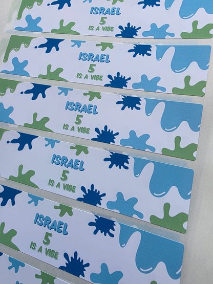 Juice Bottle Labels | Blue Green Slime Theme Labels | Water Bottle Stickers | Slime Party | Party Stickers - Dinky Designs