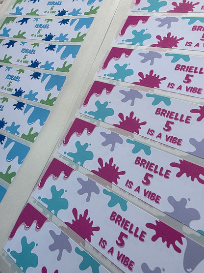 Juice Bottle Labels | Pink Purple Slime Theme Labels | Water Bottle Stickers | Slime Party | Party Stickers - Dinky Designs