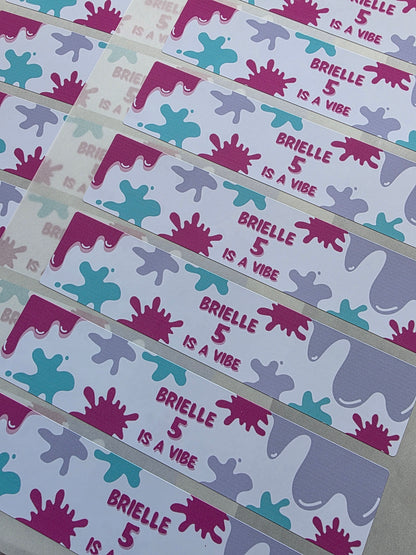 Juice Bottle Labels | Pink Purple Slime Theme Labels | Water Bottle Stickers | Slime Party | Party Stickers - Dinky Designs