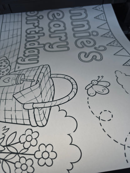 Teddy Bear Picnic Banner | Personalised Party Colouring Banner | Teddy Bear Picnic Party Theme