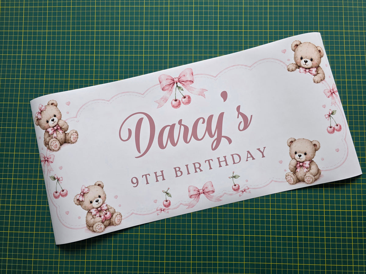 Teddy Bear Banner | Personalised Party Banner | Teddy Bear Party Theme