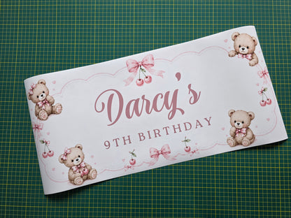 Teddy Bear Banner | Personalised Party Banner | Teddy Bear Party Theme
