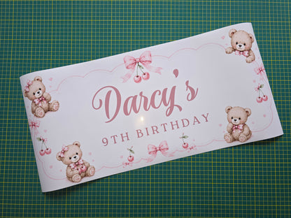 Teddy Bear Banner | Personalised Party Banner | Teddy Bear Party Theme
