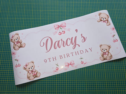 Teddy Bear Banner | Personalised Party Banner | Teddy Bear Party Theme