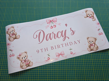 Teddy Bear Banner | Personalised Party Banner | Teddy Bear Party Theme