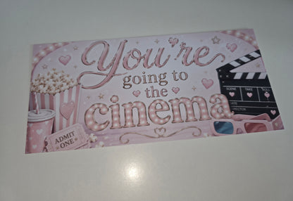 Surprise Ticket Print | You're Going To The Cinema | Pink Ticket Pass Voucher Membership | Gift Idea