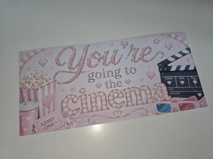 Surprise Ticket Print | You're Going To The Cinema | Pink Ticket Pass Voucher Membership | Gift Idea