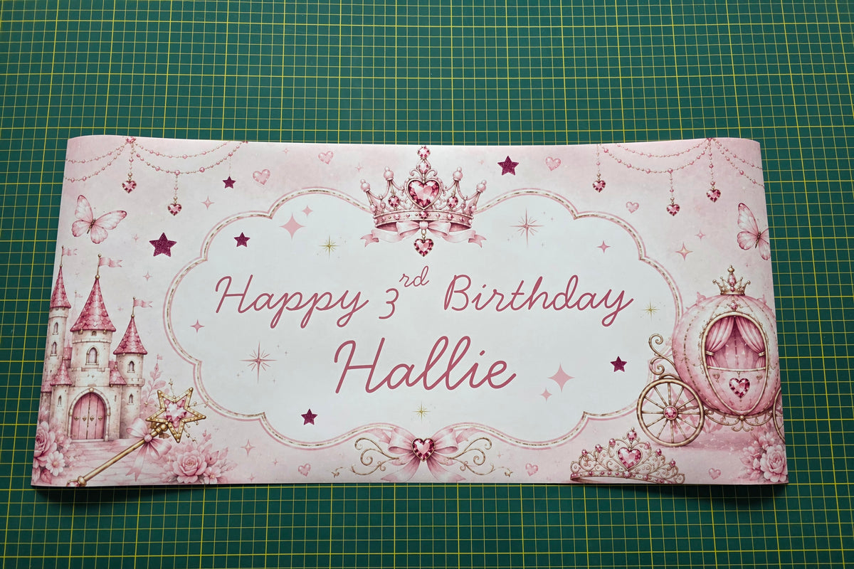Princess Banner | Personalised Party Banner | Princess Party Theme - Dinky Designs