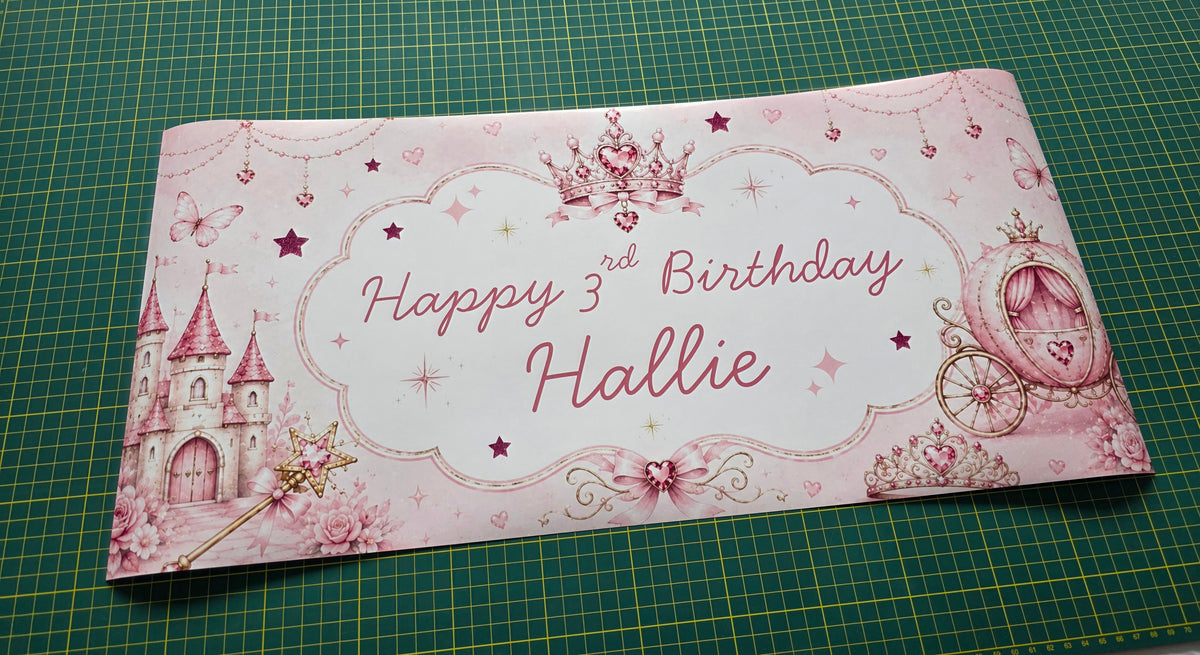Princess Banner | Personalised Party Banner | Princess Party Theme - Dinky Designs