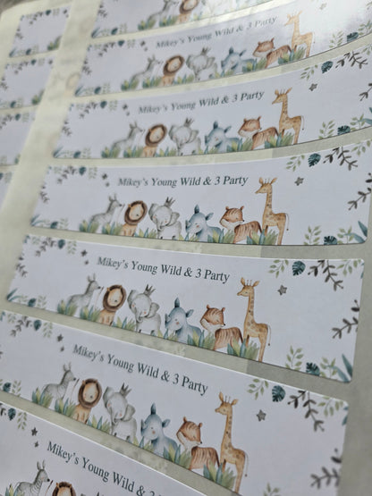 Personalised Juice Bottle Labels | Safari Jungle Animal Party Juice Labels | Water Bottle Stickers | Safari Animal Party | Party Stickers