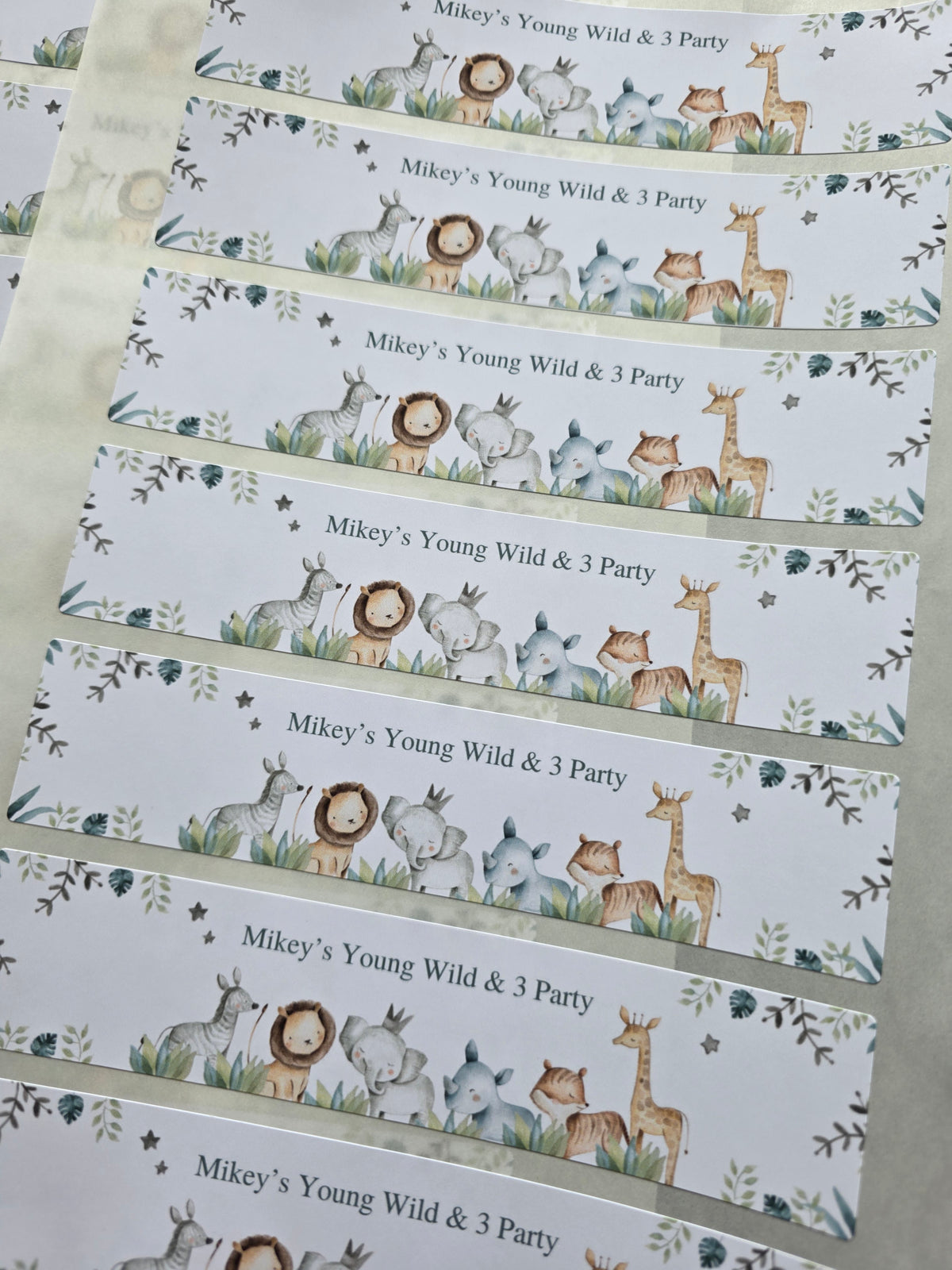 Personalised Juice Bottle Labels | Safari Jungle Animal Party Juice Labels | Water Bottle Stickers | Safari Animal Party | Party Stickers