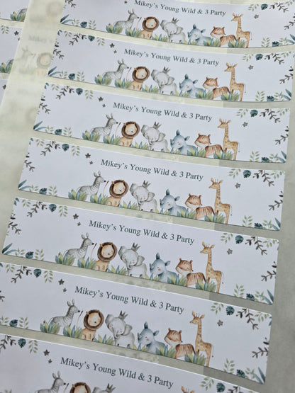 Personalised Juice Bottle Labels | Safari Jungle Animal Party Juice Labels | Water Bottle Stickers | Safari Animal Party | Party Stickers