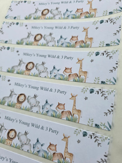 Personalised Juice Bottle Labels | Safari Jungle Animal Party Juice Labels | Water Bottle Stickers | Safari Animal Party | Party Stickers