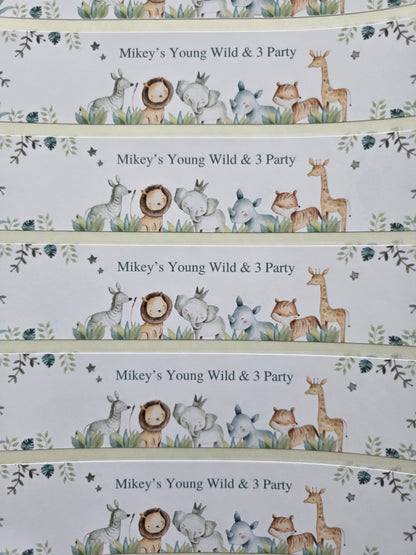 Personalised Juice Bottle Labels | Safari Jungle Animal Party Juice Labels | Water Bottle Stickers | Safari Animal Party | Party Stickers