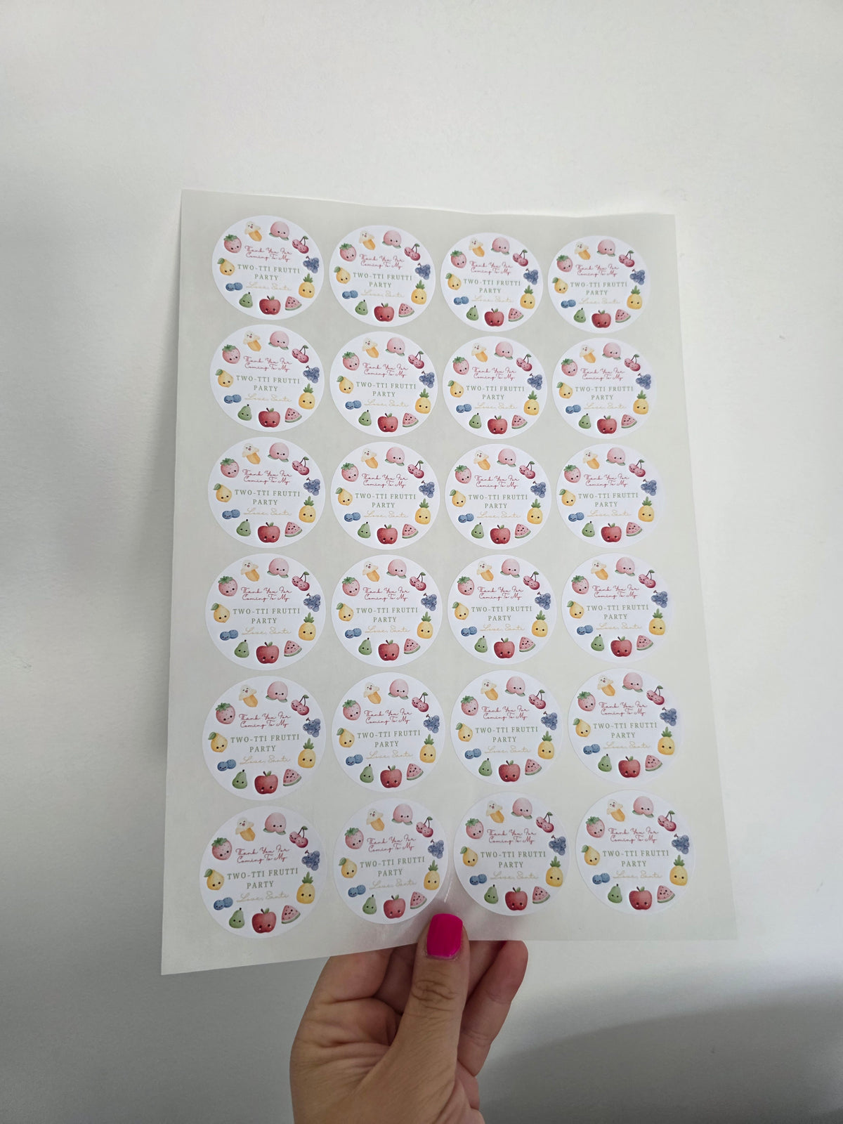 Fruit Birthday Party Stickers | Circle Stickers | Sticker Sheet | Party Stickers | Fruit Party Theme