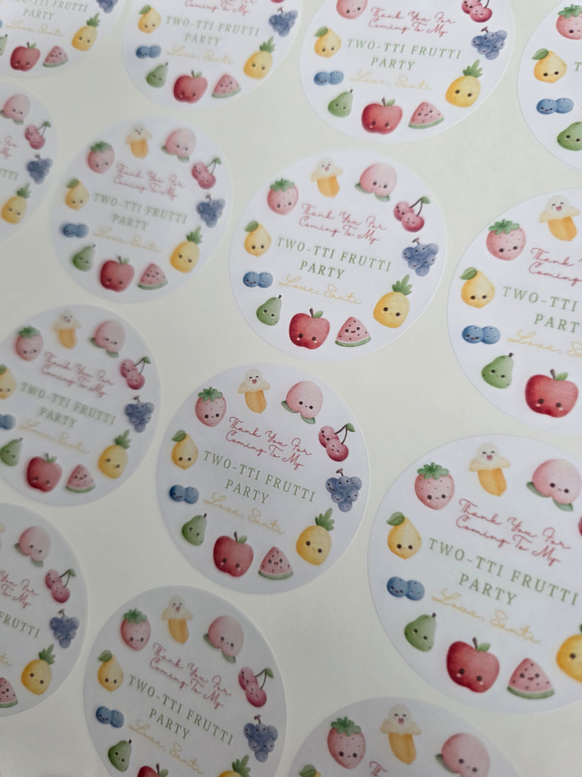 Fruit Birthday Party Stickers | Circle Stickers | Sticker Sheet | Party Stickers | Fruit Party Theme