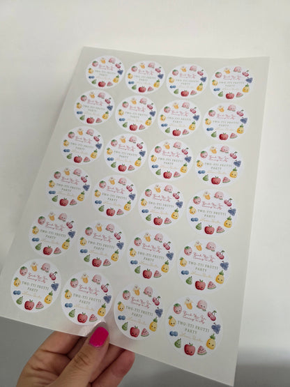Fruit Birthday Party Stickers | Circle Stickers | Sticker Sheet | Party Stickers | Fruit Party Theme