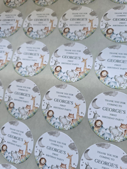 Safari Animal Stickers | Circle Stickers | Jungle Animal Stickers | Sticker Sheet | Party Stickers | Animal Party Theme