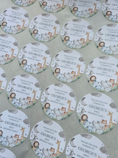 Safari Animal Stickers | Circle Stickers | Jungle Animal Stickers | Sticker Sheet | Party Stickers | Animal Party Theme