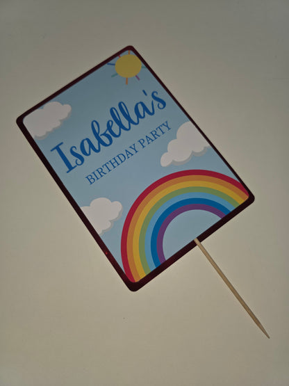 Cake Topper | Personalised Rainbow Cake Topper | Rainbow Party Supplies