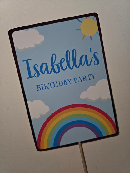 Cake Topper | Personalised Rainbow Cake Topper | Rainbow Party Supplies