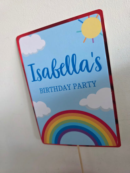 Cake Topper | Personalised Rainbow Cake Topper | Rainbow Party Supplies
