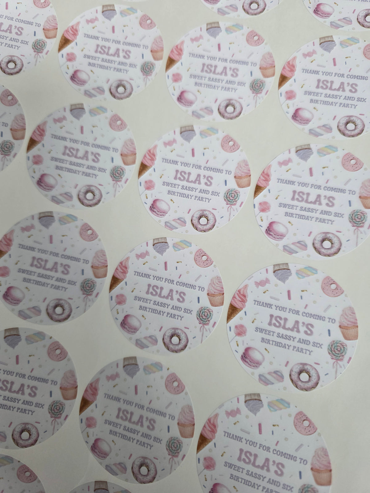 Sweet Candy Stickers | Various Sizes | Sweet Candy Party Supplies | Sweet Candy Theme Party - Dinky Designs